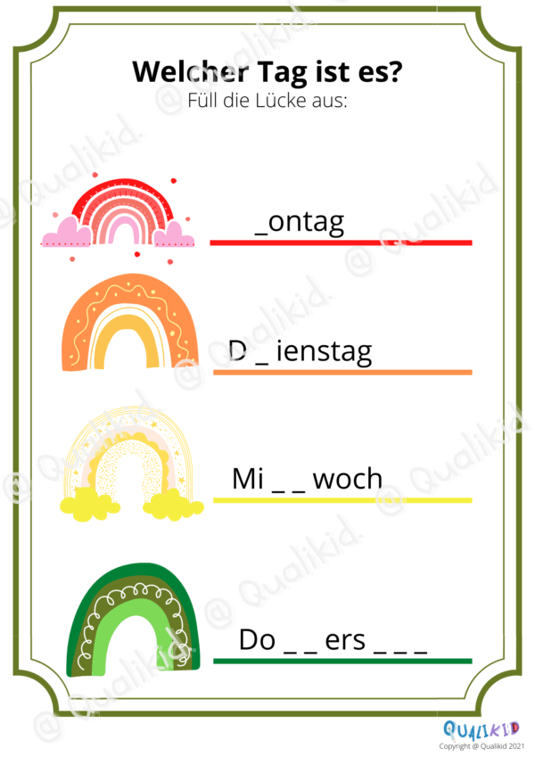 Druckbare Arbeitsblätter zu den Wochentagen – Bild 5